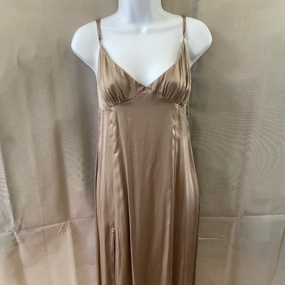 Long Tan Silk Dress